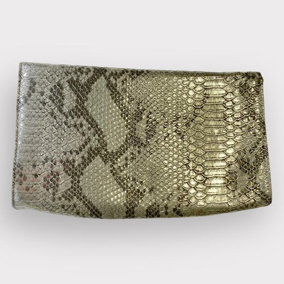 H&M Purse Clutch Snake Print Silver Grey - Picture 2 of 7